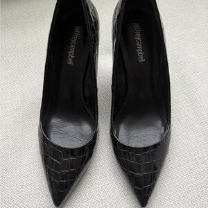 Jeffrey Campbell Black Croc-Patterned Heels